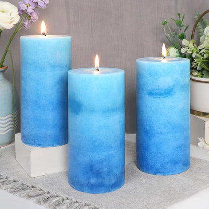 Pillar Candles Vanilla Cupcake Scented Immeiscent Aromatherapy Candle 50+ Hours Clean Burning Long Lasting Mottled Layered Candles for Home Scented SPA Restaurant Set of 3
