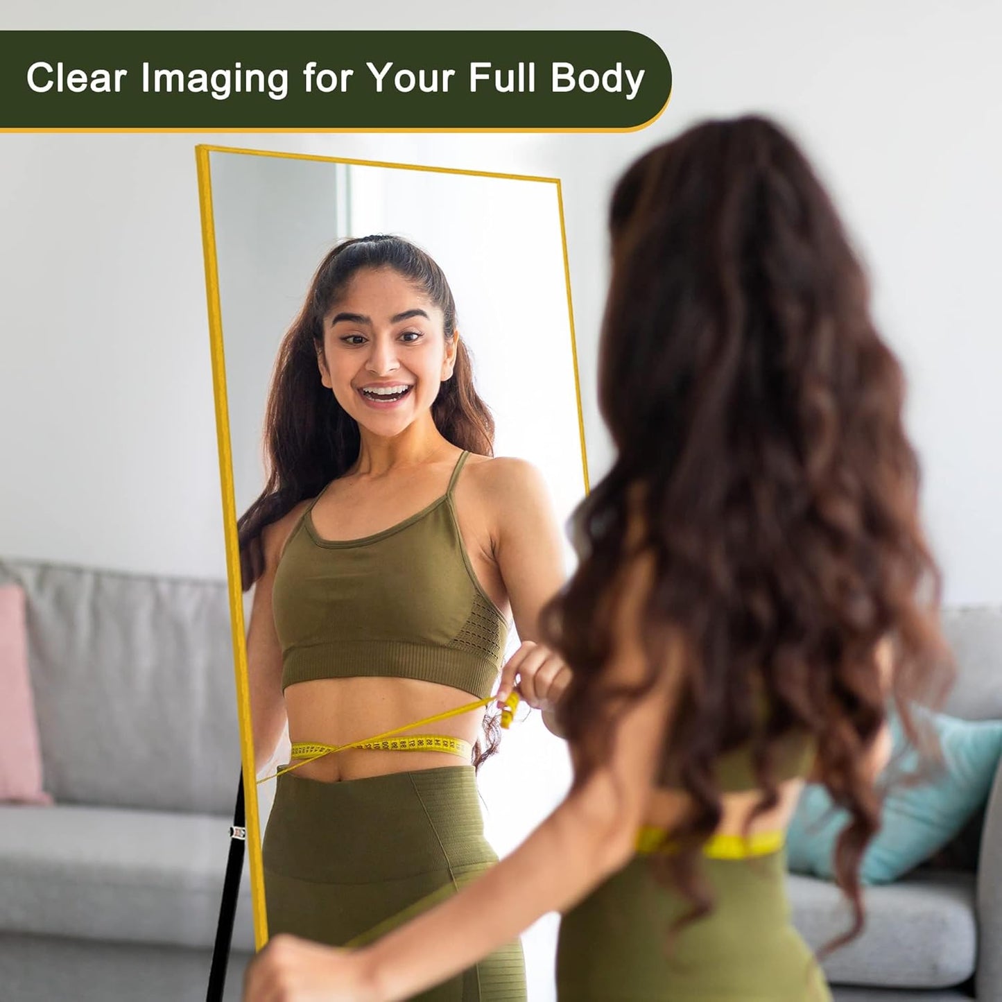 NicBex Full Length Mirror with Stand, 56"x19" Aluminum Alloy Frame Floor Mirror, Black, Shatter-Proof Glass - Free Standing, Leaning Against Wall or Wall-Mounted, for Bedroom Living Room Dressing Room