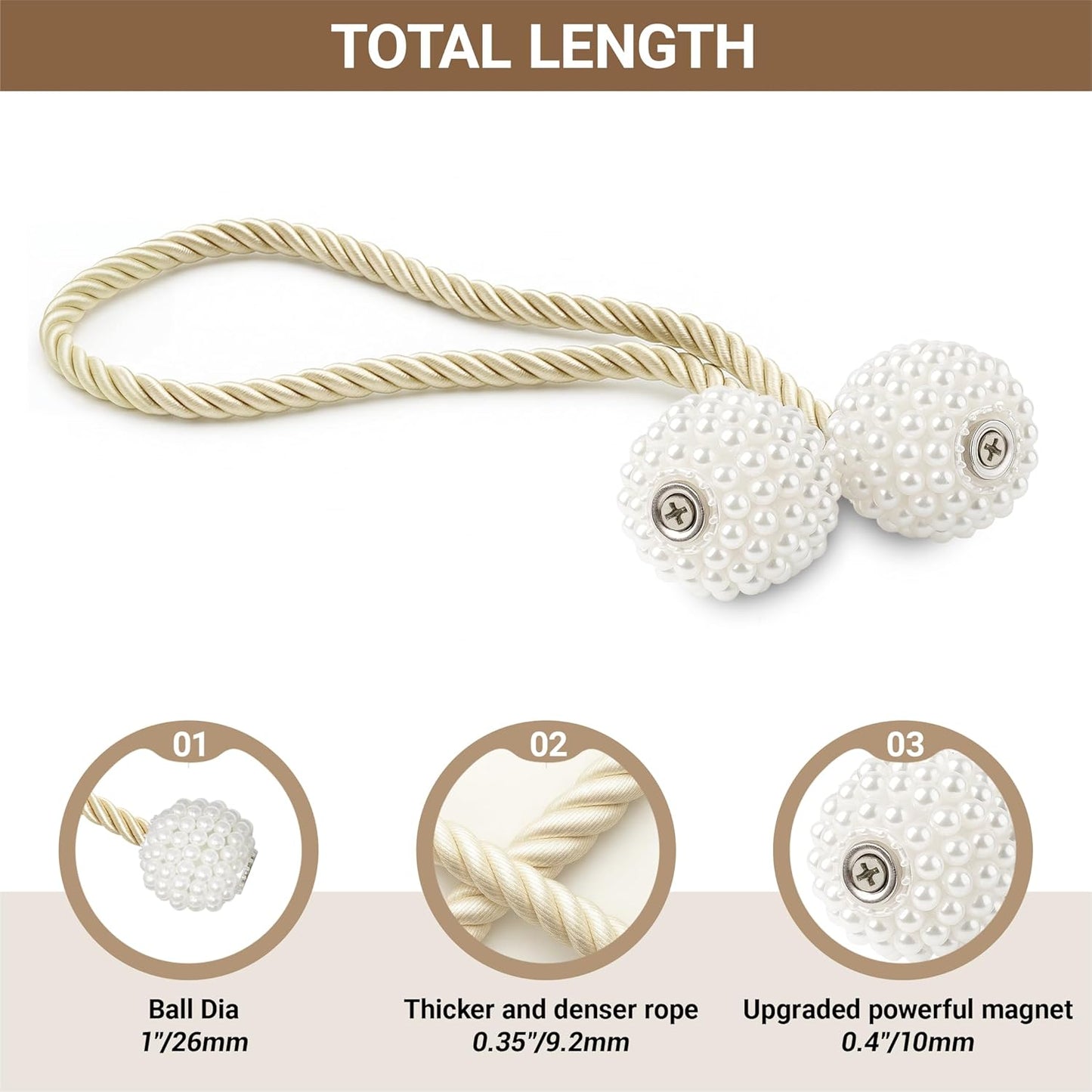 Hion Magnetic Curtain Tiebacks Black 2pcs, Curtain Tiebacks Buckles Holdbacks Holders Hooks Clip for Home Outdoor Bedroom Office Decorative Curtain