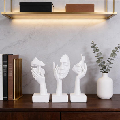 3 Pcs Thinker Small Statue Set - Black Gold Home Decor Abstract Art Figurines for Shelves, Living Room Coffee Table, Office Desktop (3 Pcs Gold, 6")