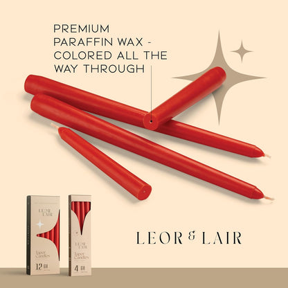 Leor & Lair Ivory Taper Candles - 4 Pack 10" Ivory Candlesticks - Unscented Cream Candle Sticks for Home Decoration, Holiday Tables, Weddings, Restaurants & Business Events