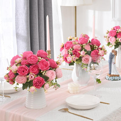 MARTINE MALL 2 Packs Peonies Artificial Flowers, Light Pink Artificial Peonies, Silk Peonies Flowers Fake Peonies Artificial Flowers Peonies Bouquet for Centerpiece Table Wedding Party Home Decor