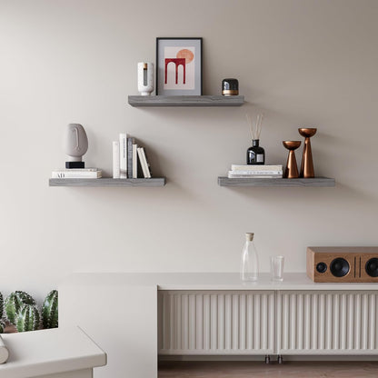 Upassion White Floating Shelves - Set of 3, 16" Wall Mounted Shelves for Home Decor, Living Room, Bedroom, Bathroom, Kitchen