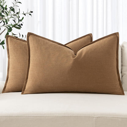 MIULEE Decorative Linen Euro Sham Pillow Covers 26x26 Cream White Boho Farmhouse Neutral Couch Throw Pillows for Bed Pack of 2 Accent Modern Pillowcase Sofa Livingroom Home Decor
