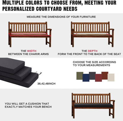Outdoor Bench Cushion 48x18 Inch Waterproof with Memory Foam,Patio Bench Cushions for Outdoor/Indoor Furniture Porch Swing Cushion with Handle and Adjustable Strap,Navy Bule