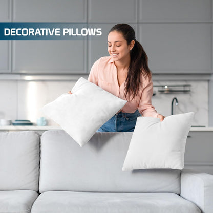 Utopia Bedding Throw Pillows (Set of 4, White) – 16 x 16 Inches Down Alternative Pillows for Bed, Sofa, and Couch - Fluffy Decorative Stuffer Pillow for Indoors & Outdoors