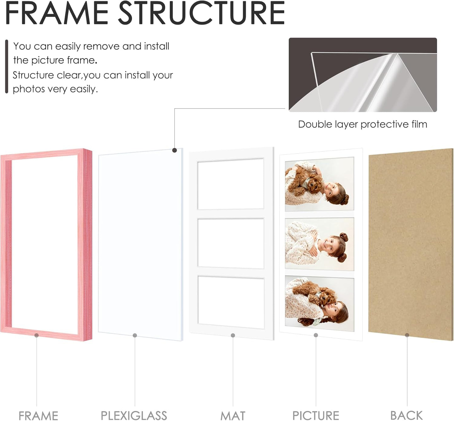DUENPY 14x26 Collage Picture Frame 4x6 Collage Picture Frame Displays Twelve 4x6 inch Photos Available Horizontal Wall Mounting Display and Vertical Black - Colors B