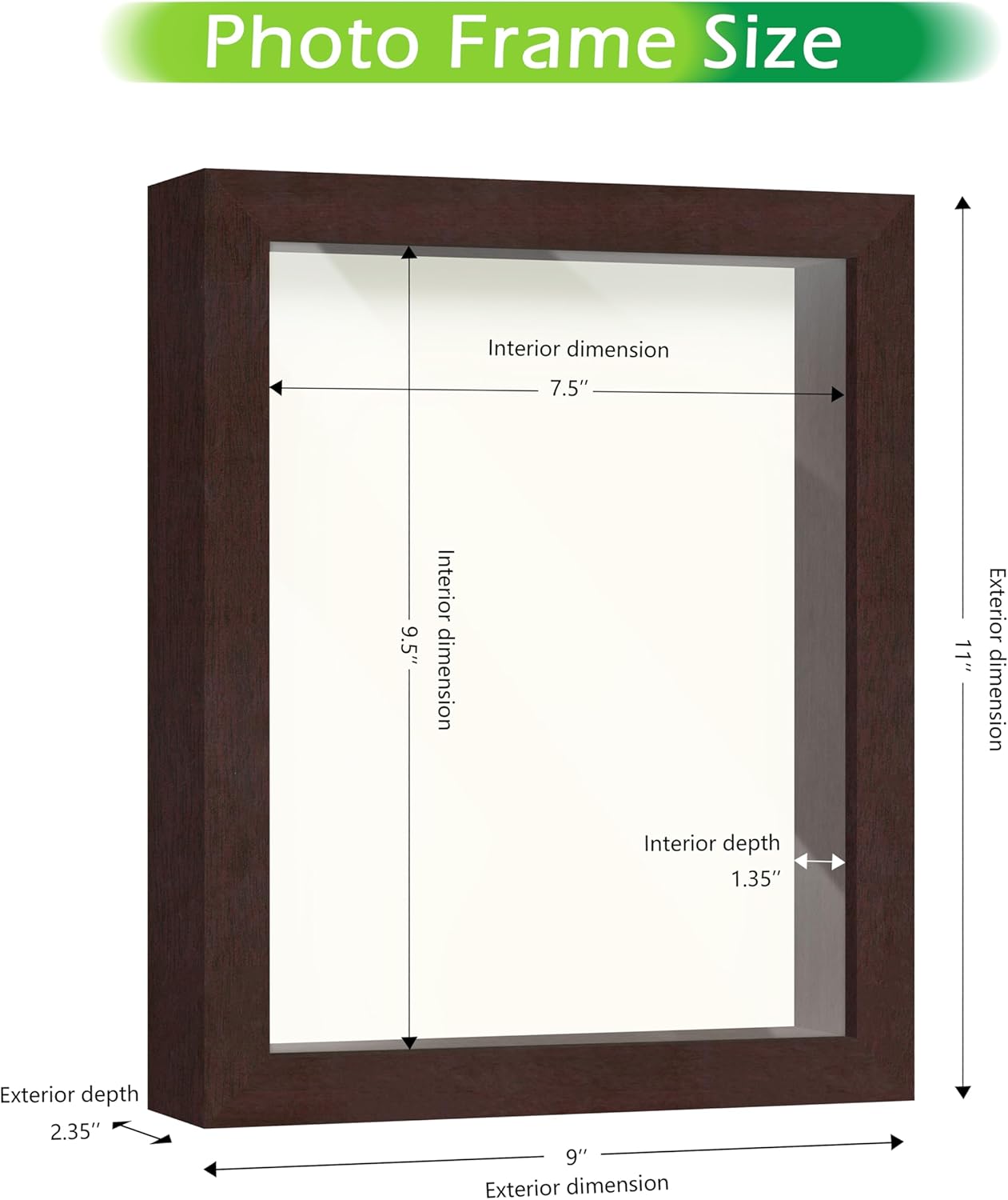 FrameWorks 11” x 14” Dark Oak Wooden Shadow Box Frame – Display Case with Soft Felt Back, Memory Box with Tempered Glass, Display Box with Elegant White Ball Push Pins, Wooden Flower Box