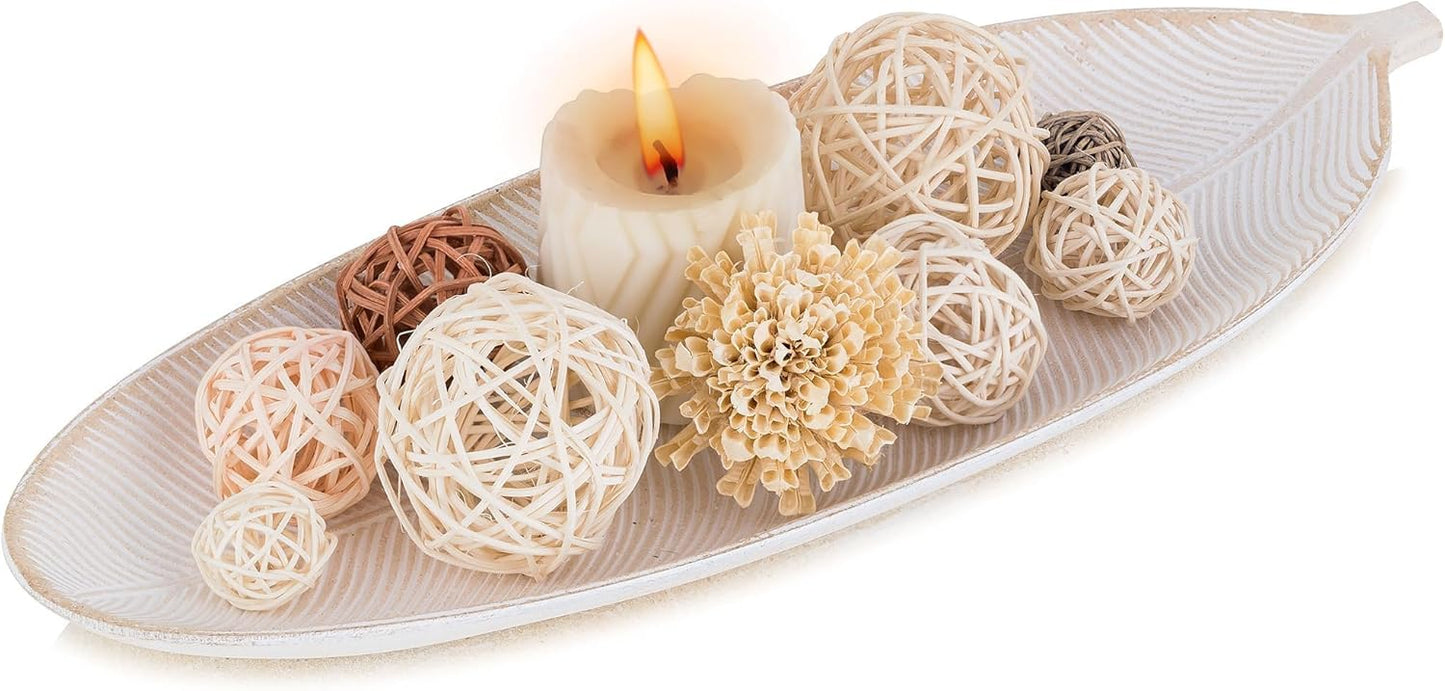 Hanobe Decorative Bowls for Home Decor: Leaf Shaped Wood Key Tray Entryway Decor Leaves Bowl for Fireplace Mantel, Gold