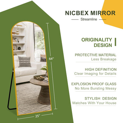 NicBex Full Length Mirror with Stand, 56"x19" Aluminum Alloy Frame Floor Mirror, Black, Shatter-Proof Glass - Free Standing, Leaning Against Wall or Wall-Mounted, for Bedroom Living Room Dressing Room