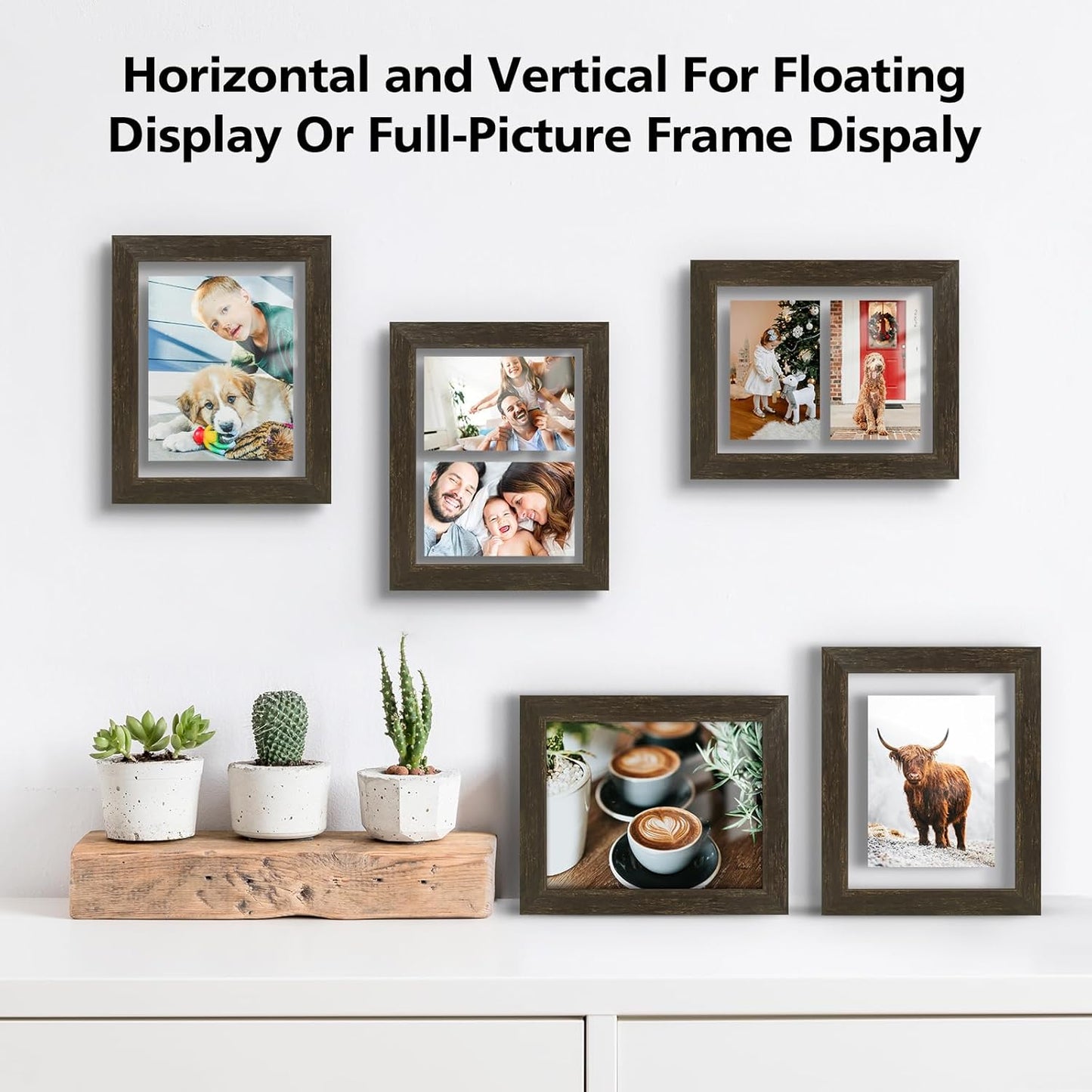 Golden State Art, 11X14 Floating Picture Frame, Black Wood Frame Display Any Size Photo Up To 11X14, Pressed Flower Frames with Hanging Hardware - Horizontal And Vertical Formats for Wall