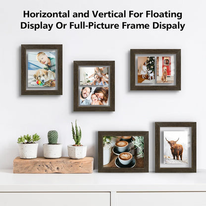 Golden State Art, 11X14 Floating Picture Frame, Black Wood Frame Display Any Size Photo Up To 11X14, Pressed Flower Frames with Hanging Hardware - Horizontal And Vertical Formats for Wall