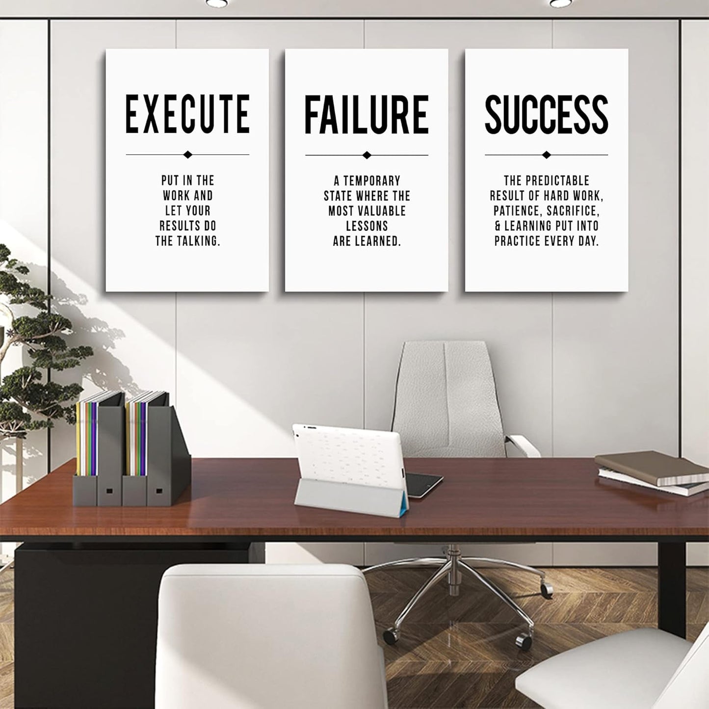 Inspirational Canvas Painting Wall Art -EPHANY ART,Mindset Quotes Prints, Success Framed Entrepreneur Poster Positive Quotes Wall Poster for Home Office Workplace (M-3pcs,12x16inchx3pcs)