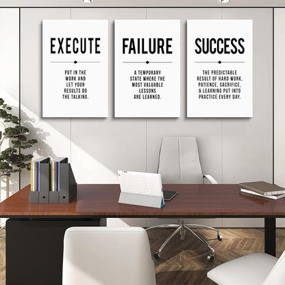 Inspirational Canvas Painting Wall Art -EPHANY ART,Mindset Quotes Prints, Success Framed Entrepreneur Poster Positive Quotes Wall Poster for Home Office Workplace (M-3pcs,12x16inchx3pcs)