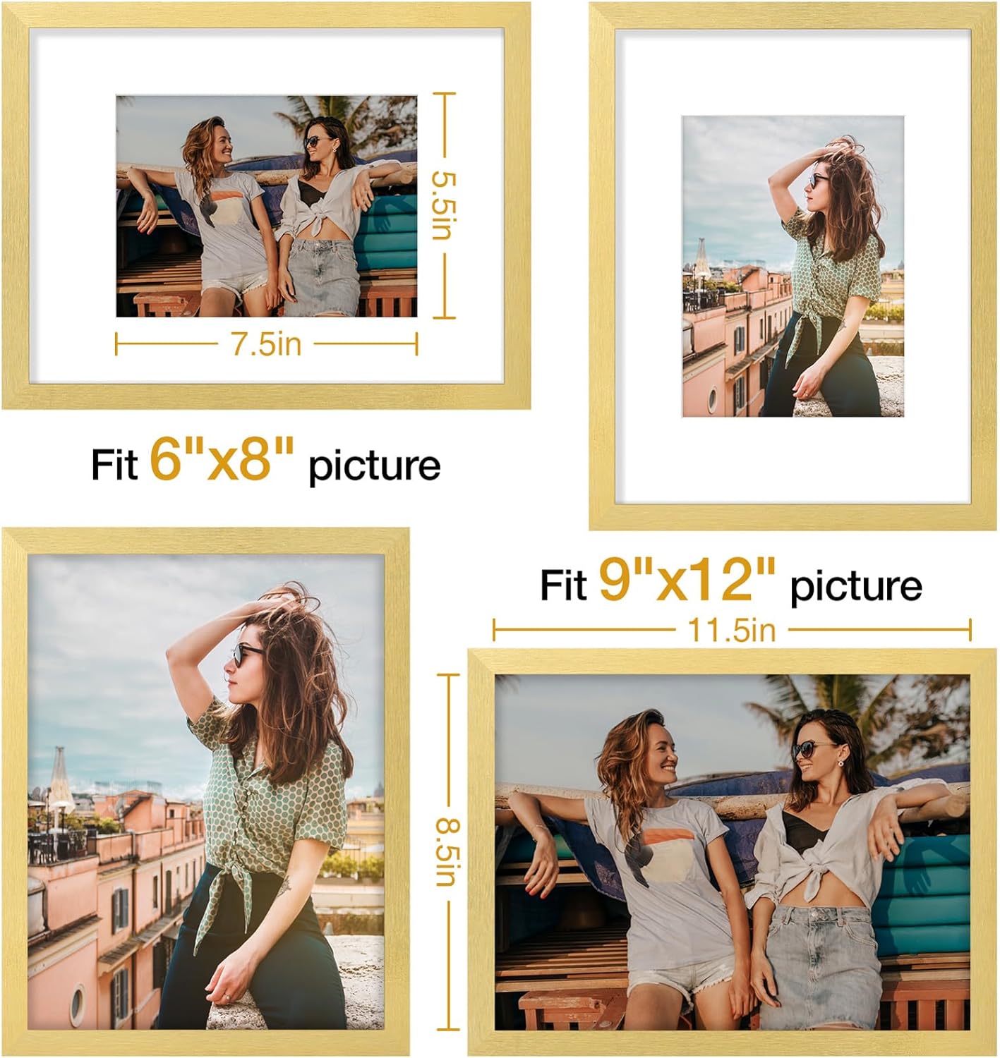 Vittanly 11x14 Picture Frame, Display Pictures 8x10 with Mat or 11x14 without Mat, Photo Frame for Wall Mounting, Black, 1 Pack - Colors A