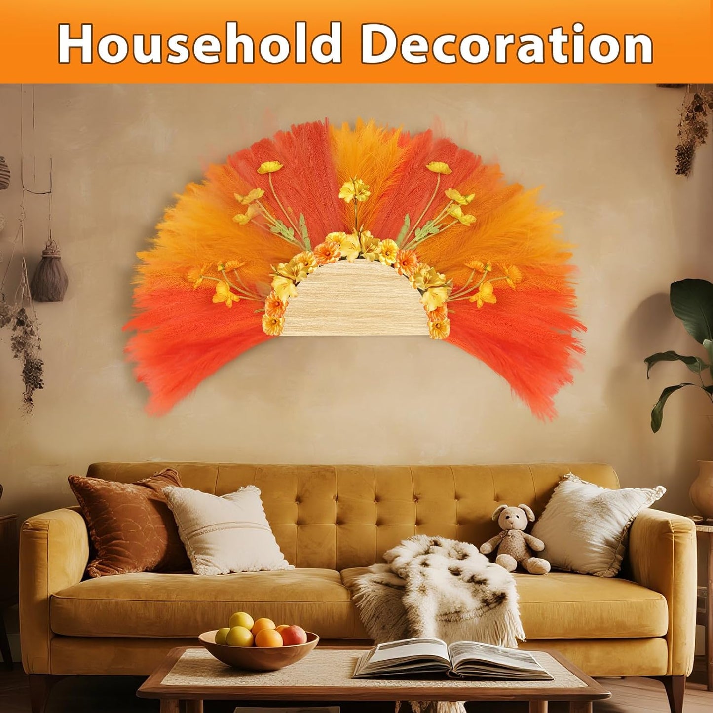 30pcs Pampas Grass Decor,21" Artificial Pompous Grass Bulk,Small Vase Filler Pompas Grass for Home Wedding Living Room Wall Party Decoration (Beige,Light Brown, 21 Inch 30 Pcs)