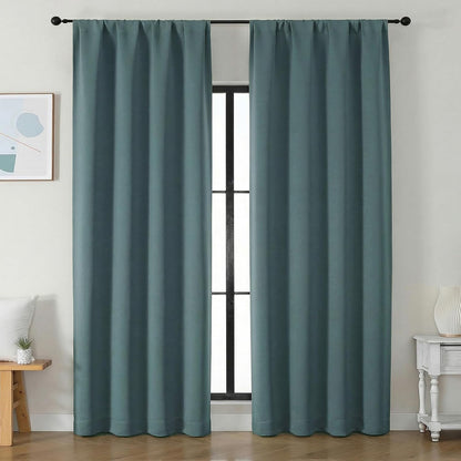Simplebrand Ava Sage Green Blackout Curtains for Bedroom 63 Inch Length 2 Panels Set, Solid Thermal Insulated Energy Saving Rod Pocket Window Treatment Curtains Blackout Drapes, W40 x L63 Inch, Sage - Colors B
