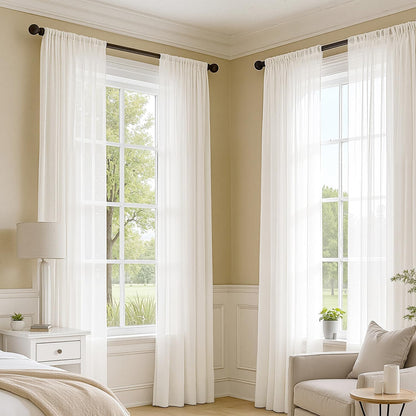 MIULEE White Sheer Curtains 84 Inches Long, 4 Panels Set, Light Filtering Rod Pocket Voile Drapes for Living Room and Bedroom, Airy Soft Fabric Window Treatments, 42 x 84 Inches
