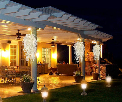 RECUTMS Artificial Hanging Plants Fake Hanging Plant Faux Eucalyptus Leaf Greenery Vine Outdoor UV Resistant Plastic Plants Home Garden Wedding Party Indoor Outdoor Decorations(White)