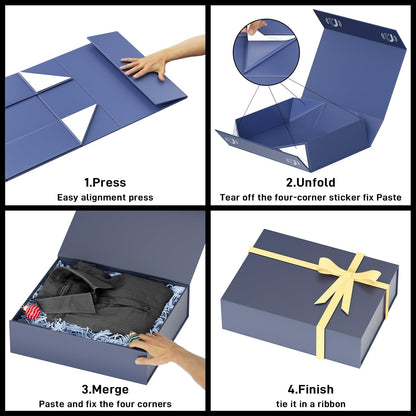 PSHVYM Gift Boxes with Lids, 11.5x7.8x3 In Forest Green Gift Box for Presents Magnetic Closure for T-Shirts, Gloves, Scarves, Books, Baby Clothes, Robes Clothing Gift Wrap, Contains Card, Ribbon