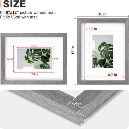 Egofine 8x10 Picture Frames Set of 4, Made of Solid Wood Covered by Plexiglass 4x6 and 5x7 with Mat or 8x10 without Mat, for Table Top Display and Wall Mounting Photo Frame Black