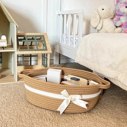 CHICVITA Decorative Gift Basket, Easter Basket for Kids, Woven Rope Storage Baskets with Handles, Nursery Baby Shower Toy Organizer, Grey, 13 x 9.8 x 5 inches