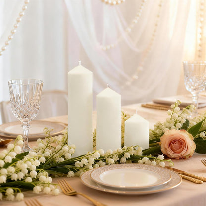 18 Pcs White Pillar Candles Bulk Set，Hurricane Candles，3 Different Lengths 2 x 3/4/6 Inch (6 Each)，Dripless Unscented Smokeless，Gives You a Better Atmosphere When Organizing an Event Party.