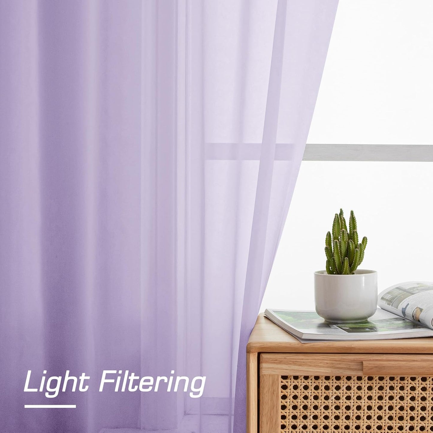 OWENIE Sheer Curtains 84 inches Long 2 Panels Set for Living Room/Bedroom, Rod Pocket Voile Sheer Panel Drapes, White, 2pcs, Each 42" W x 84" L - Colors A