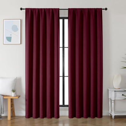 Simplebrand Ava Sage Green Blackout Curtains for Bedroom 63 Inch Length 2 Panels Set, Solid Thermal Insulated Energy Saving Rod Pocket Window Treatment Curtains Blackout Drapes, W40 x L63 Inch, Sage - Colors A
