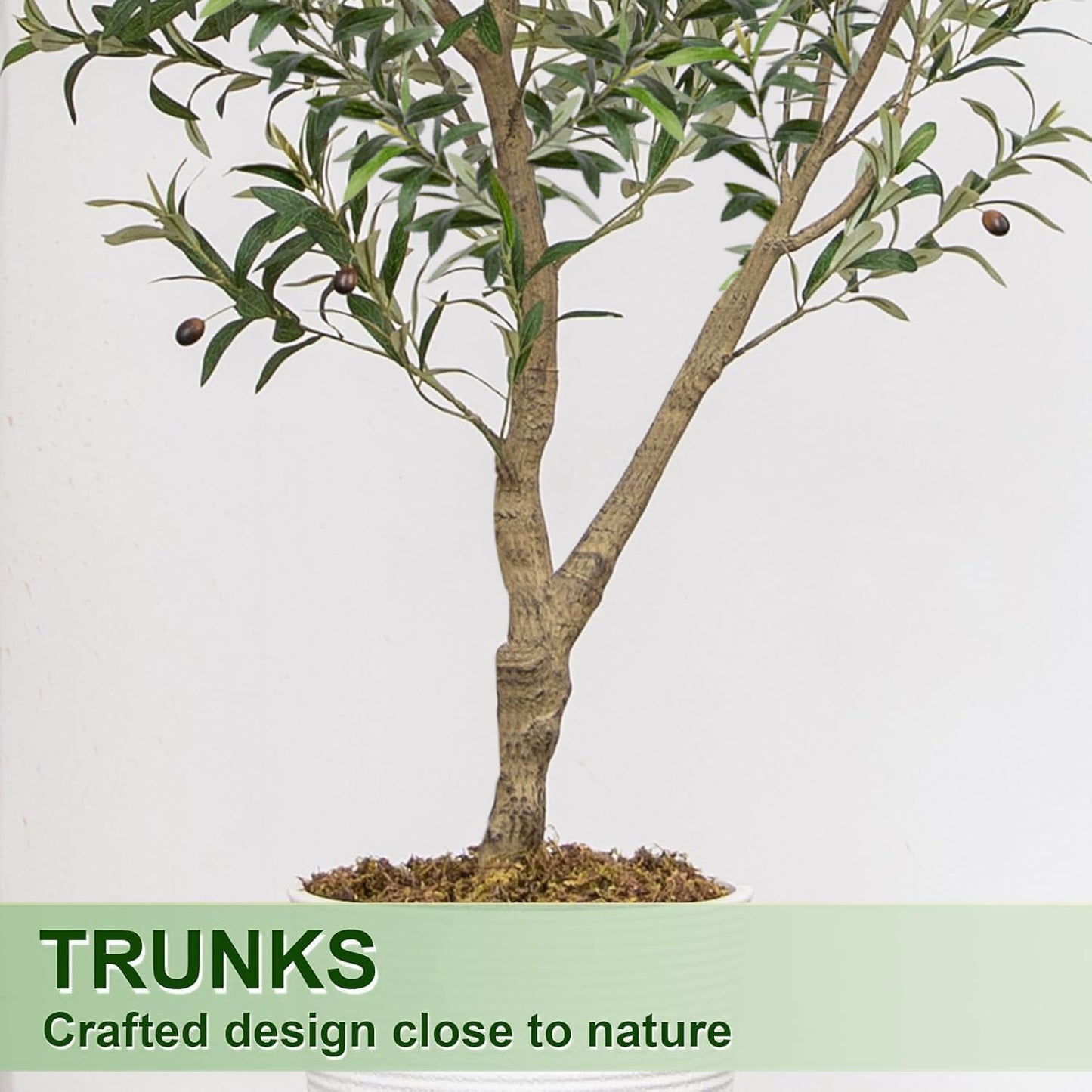 Artificial Olive Tree 6FT Tall Faux Olive Tree Artificial Indoor with Natural Wood Trunk and Lifelike Fruits Realistic Black Potted Interior for Home Office Living Room Decor