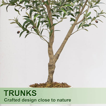 Artificial Olive Tree 6FT Tall Faux Olive Tree Artificial Indoor with Natural Wood Trunk and Lifelike Fruits Realistic Black Potted Interior for Home Office Living Room Decor