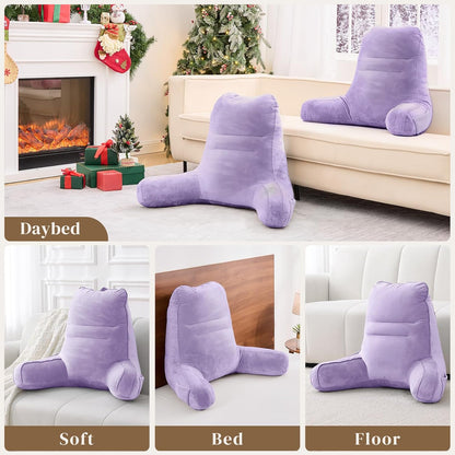 Sasttie Reading Pillows for Sitting in Bed Adult, Back Pillow Bed Sitting Up, Back-Rest Support Cushion for Sit Up on Couch, Sofa, and Floor, Dorm Essentials, Oeko-Tex Certified, Dark Grey