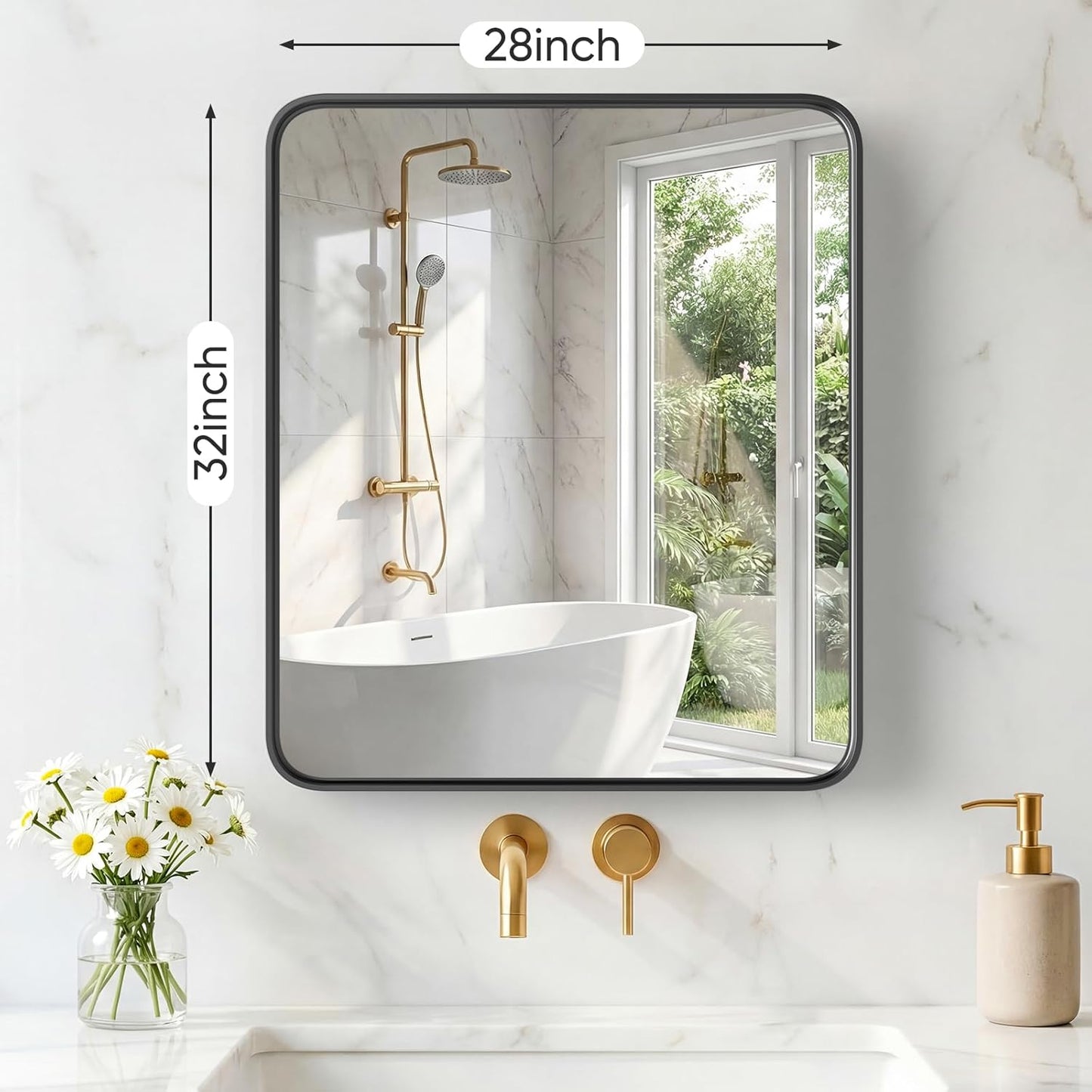 NEWBULIG Gold Round Wall Mirror 36 Inch, Bathroom Mirrors for Over Sink, Wall Decor for Bathroom, Entryway, Bedroom, Vanity