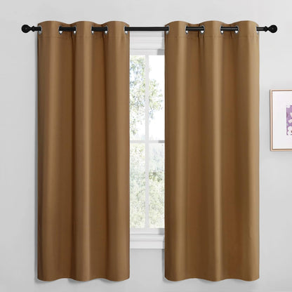 NICETOWN Halloween Pitch Black Solid Thermal Insulated Grommet Blackout Curtains/Drapes for Bedroom Window (2 Panels, 42 inches Wide by 63 inches Long, Black) - Colors A