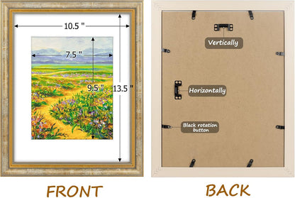 Golden State Art,11x14 Ornate Picture Frame for 8x10 Photo with Mat or 11 x 14 Prints without Mat,Real Glass Wall Display(Color:Green Gold)