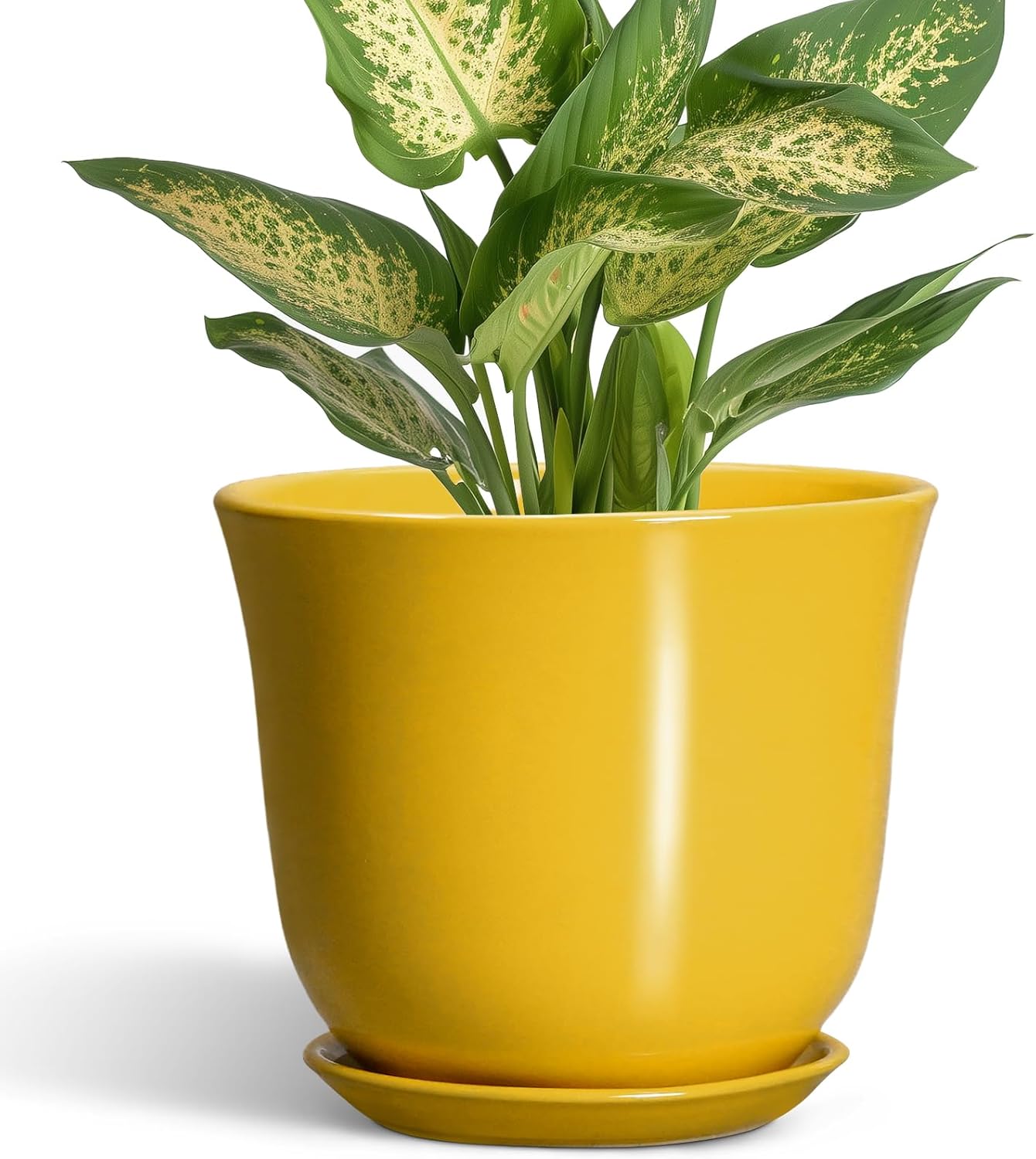 Ceramic Plant Pots - 12 Inch Pots for Plants Indoor Outdoor, Large Round Planter with Drainage Hole and Saucer, Modern Decorative Flower Pot, Home Garden Decor, House Warming Gifts, Blue