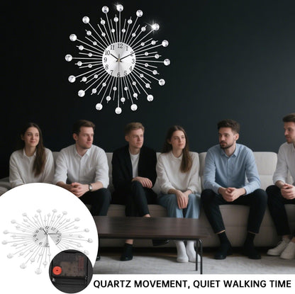 SIN&MI Large Wall Clocks, Silent Sunflower Shape Chic Decorative Wall Clock, Modern Non-Ticking Round Clock Dial Iron Metal Wall Clock for Living Room Decor Entrance Office Cafe 20 Inch
