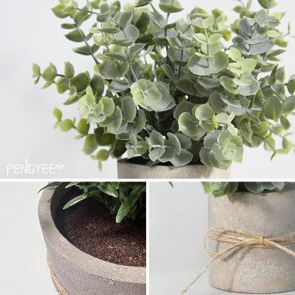 4 Pack Small Fake Plants in White Pulp Pot for Home Decor, Artificial Plants Indoor, Small Faux Plants Indoor for Bathroom Bedroom Kitchen Office Farmhouse Room Shelf Decor