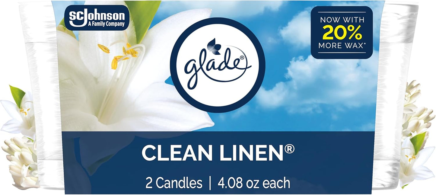 Glade 1-Wick Scented Candle Jar, Angel Whispers, Air Freshener Infused with Essential Oils, 4.08 Oz, 2 Count