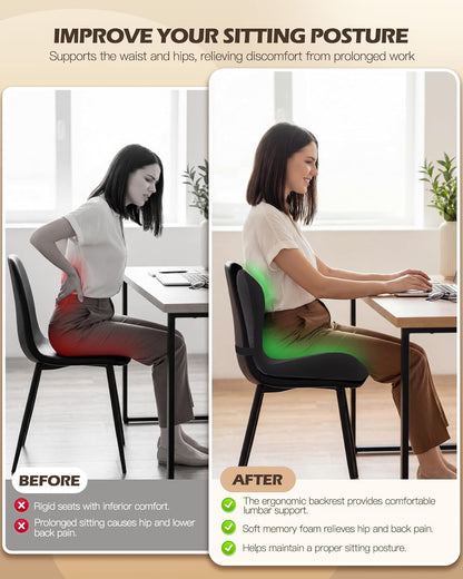 Office Chair Cushion for Tailbone & Low Back Pain Relief, Car and Truck Seat Cushion, Comfortable Foam and High Backrest, Suitable for Office Chairs, Cars, Trucks, and Home Chairs