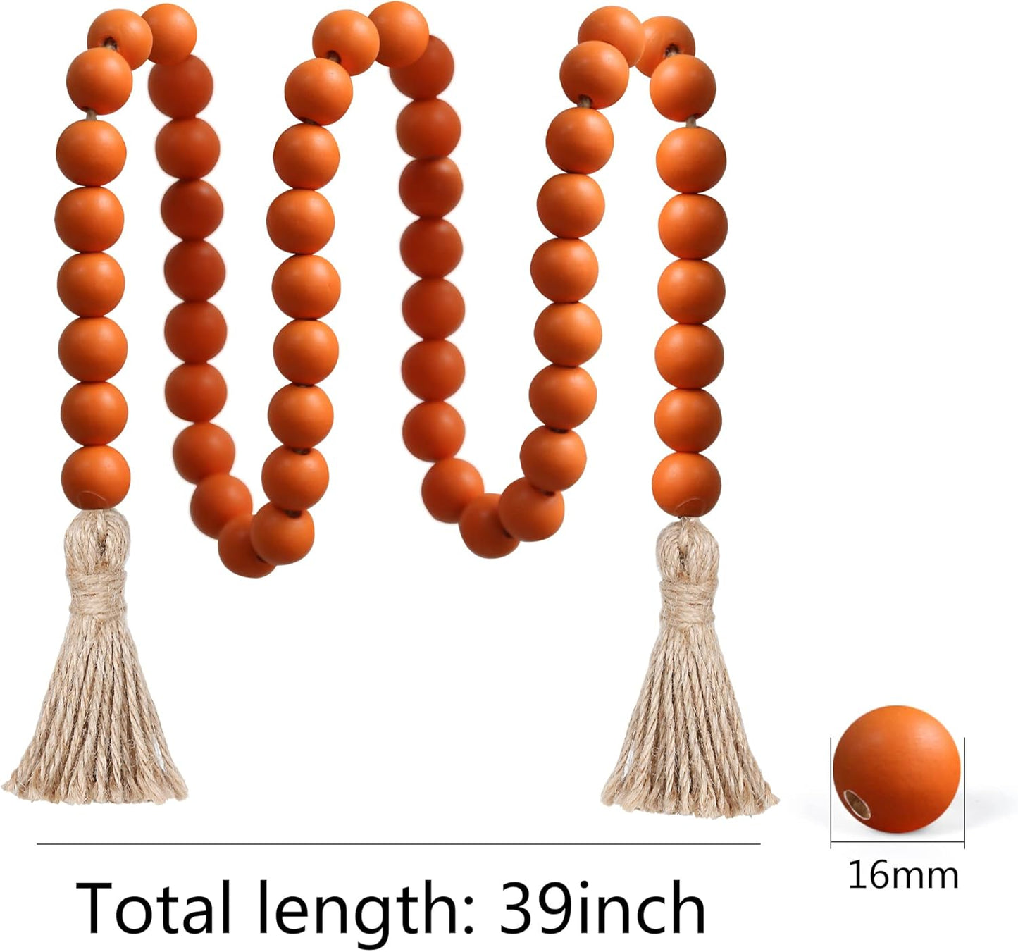 Meplait 39in Wood Bead Garland Farmhouse with Tassels,Versatile Prayer Beads Boho Chic Wall Hanging Home Decor (Black)