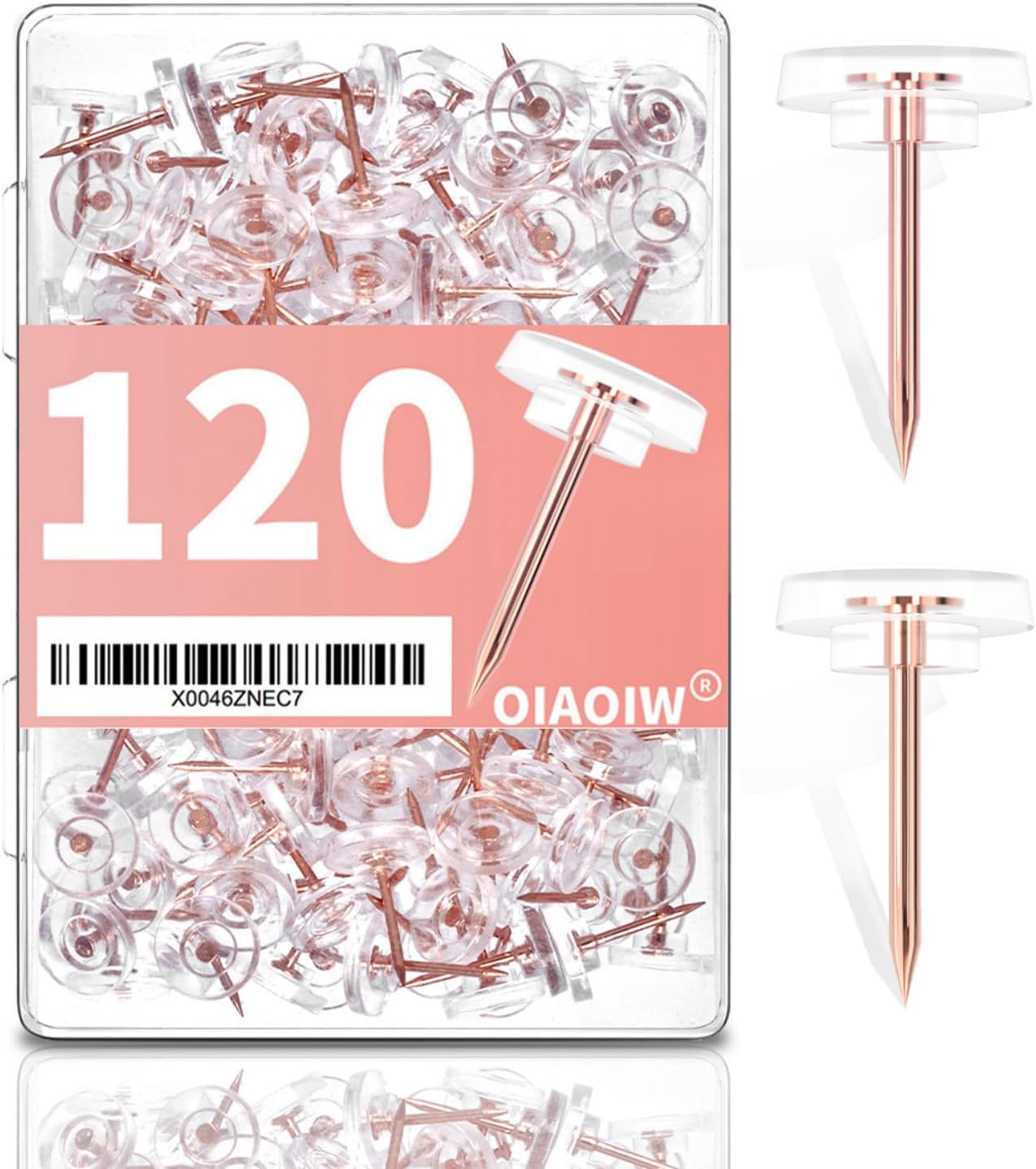 150 PCS Clear Push Pins Tacks Count in Reusable Box for Bulletin Boards and Wall Displays Heavy Duty Plastic Head