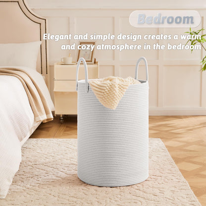 Artfeel Laundry Basket,Woven Cotton Rope Laundry Hamper,60L for Decor Storage of Dirty Clothes,Toys and Blankets in Bathroom,Baby Room and Living Room