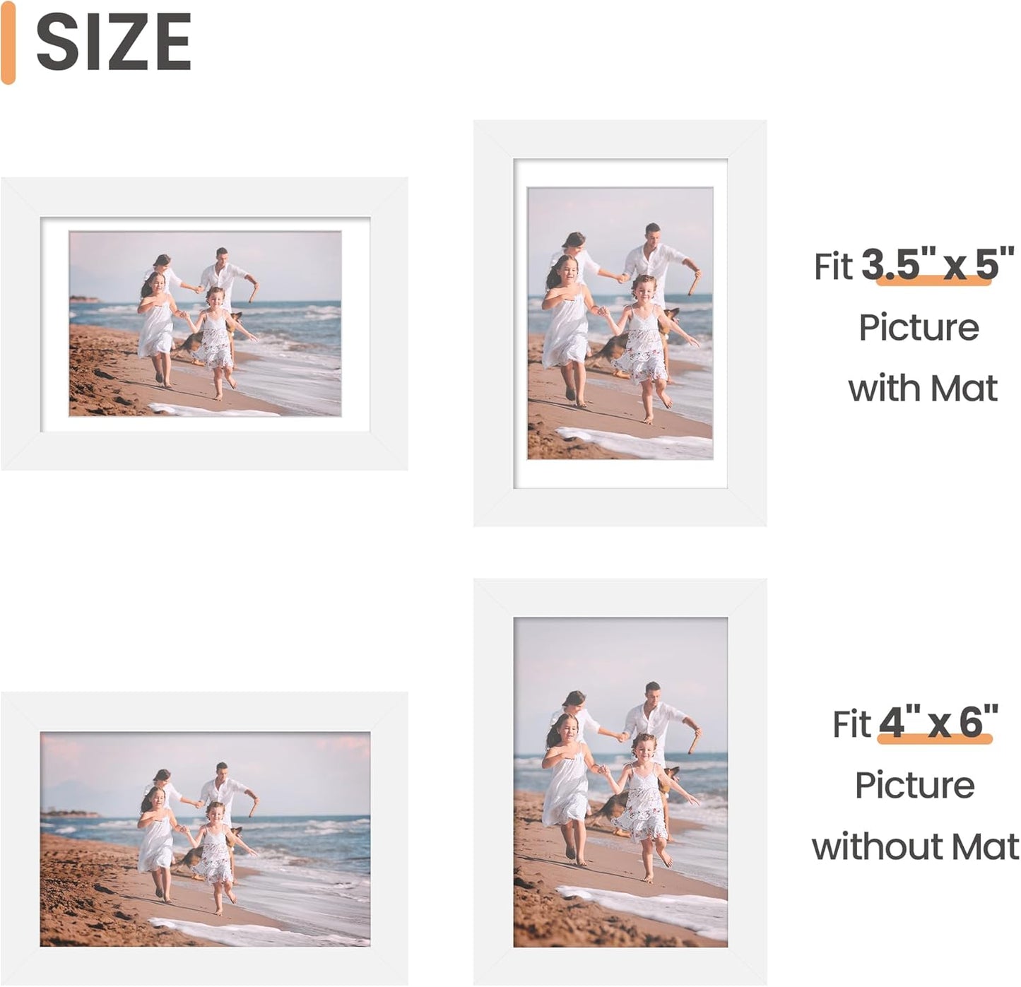 upsimples 5x7 Picture Frame Set of 10, Display Pictures 4x6 with Mat or 5x7 Without, Multi Photo Frames Collage for Wall or Tabletop Display, Black