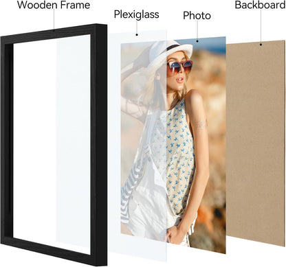 Vittanly 11x14 Picture Frame, Display Pictures 8x10 with Mat or 11x14 without Mat, Photo Frame for Wall Mounting, Black, 1 Pack - Colors A