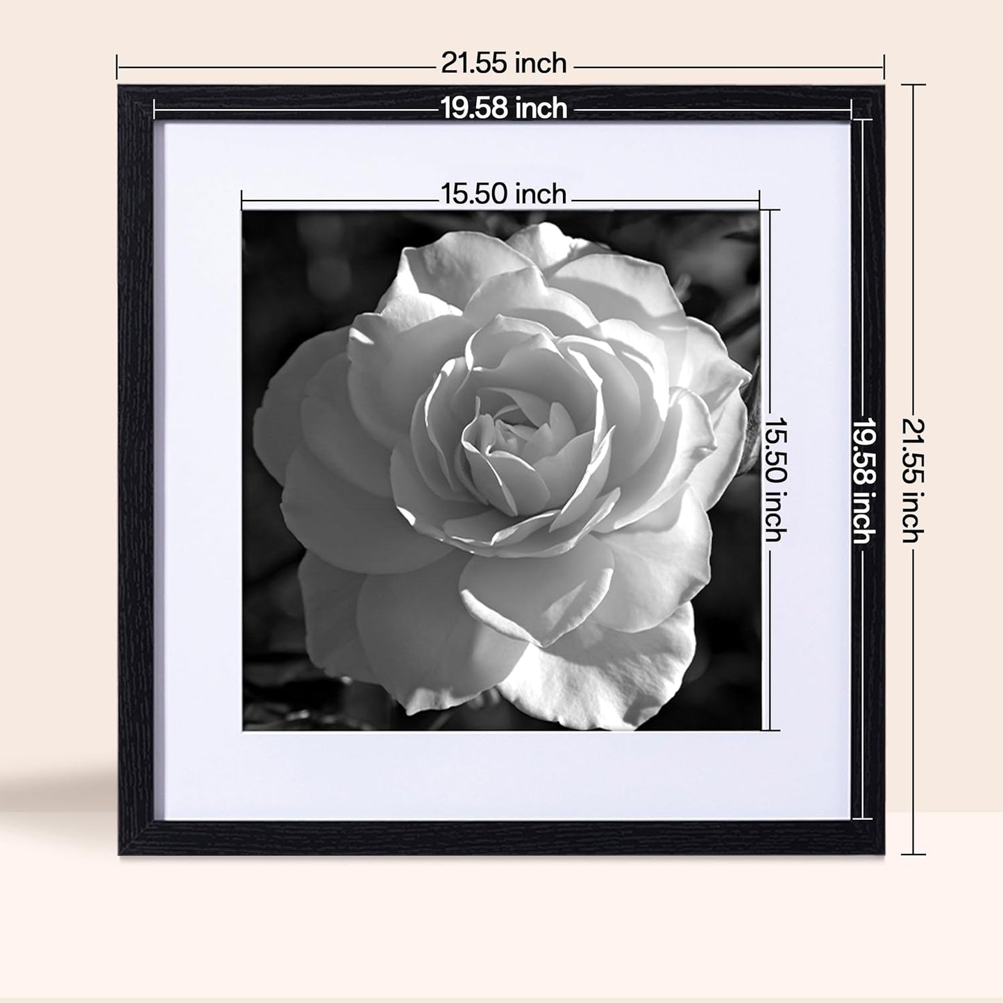 eletecpro 12x12 Picture Frames Set of 9 with Clear Acrylic Cover, Display 8x8 Photos with Mat or 12x12 Without, Classic and Sturdy Square Collage Gallery Wall Decor, Easy Wall Mount, Black