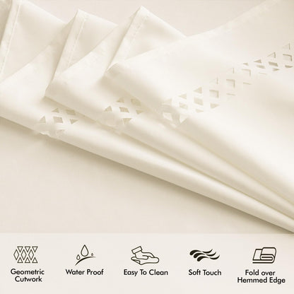 MIULEE Beige Rectangle Linen Polyester Tablecloth with Decorative Cutouts Spring Waterproof Stain Resistant & Shrink-Proof Table Cloth 52x70 inch Farmhouse Style for Dining Wedding and Outdoor
