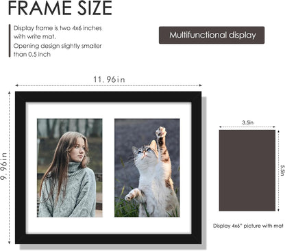 DUENPY 14x26 Collage Picture Frame 4x6 Collage Picture Frame Displays Twelve 4x6 inch Photos Available Horizontal Wall Mounting Display and Vertical Black - Colors A