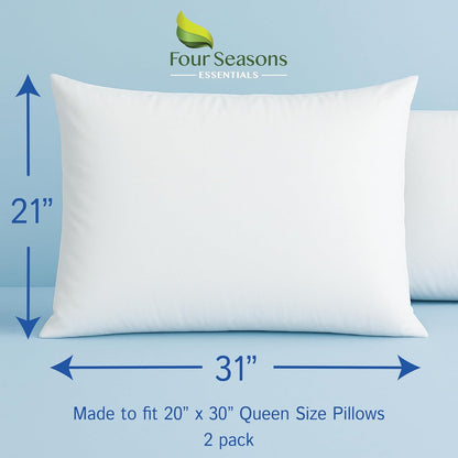 Euro Size Pillow Protectors (Set of 2) - European Square 26x26 Pillow Covers Waterproof Hypoallergenic Dust Proof Zippered Encasement