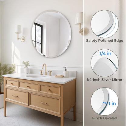 USHOWER Bathroom Mirrors for Over Sink, 36 Inch Circle Mirror with Metal Frame, Black Wall Mirror for Vanity, Entryway, Living Room, Hallway and Bedroom Decor